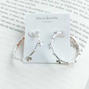 NEW Alicia Bonnie Eternity Silver Hoop Earrings Authentic
